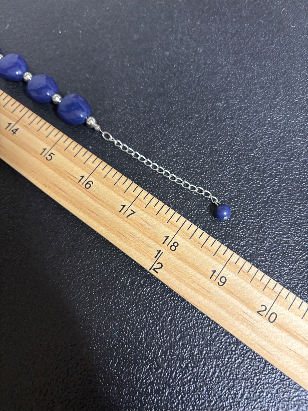 Fashion Navy Blue Bead Necklace with Silver Shell Charms - Picture 7 of 7